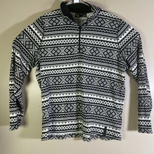 Lauren Ralph Lauren LRL Active  Shirt Womens 2X Black and White Fair Isle Xmas